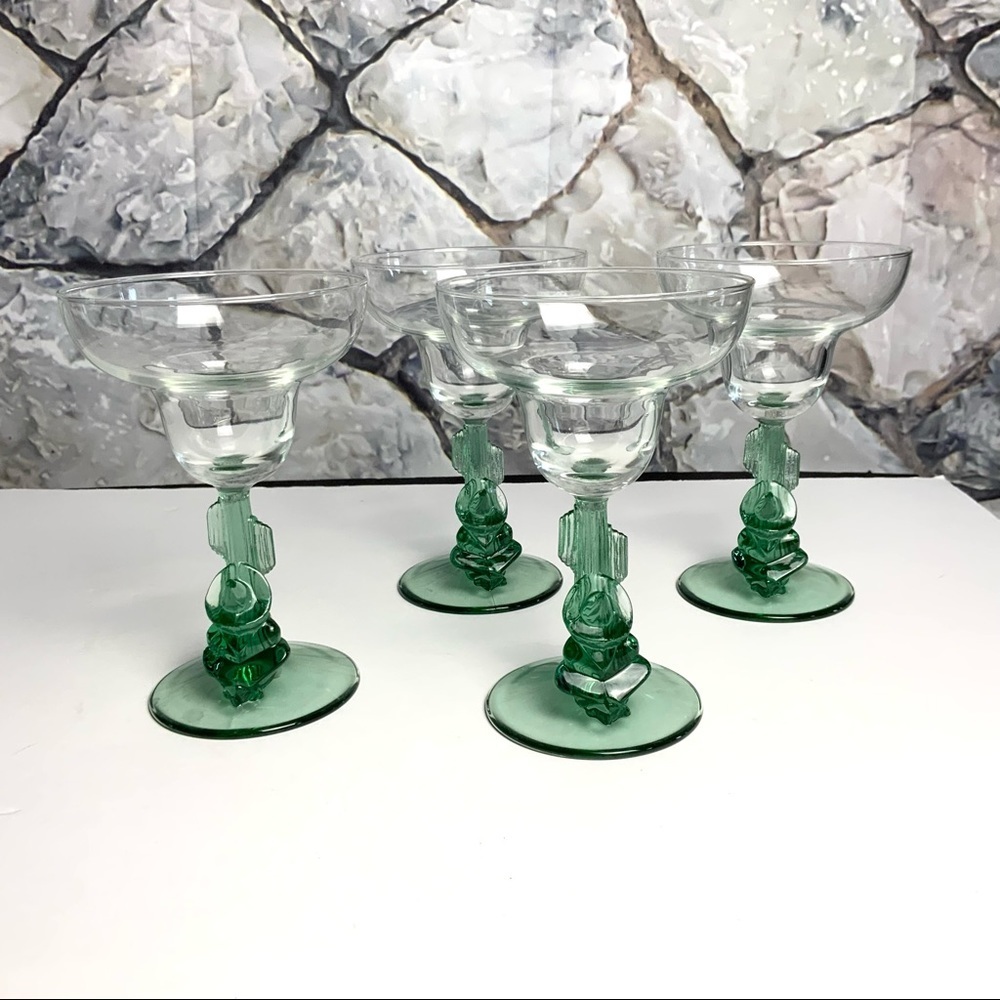 4 Vint Cristal D’Arques Cactus Margarita Glasses